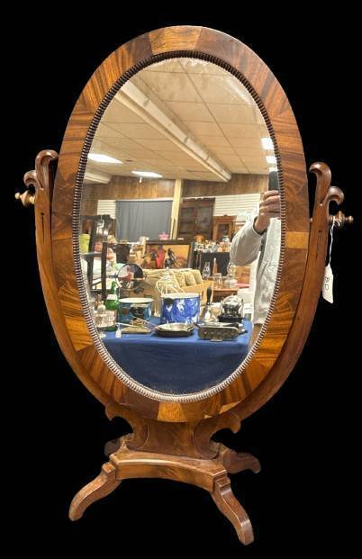 38-Inch Tall Oval Wooden Vanity Mirror