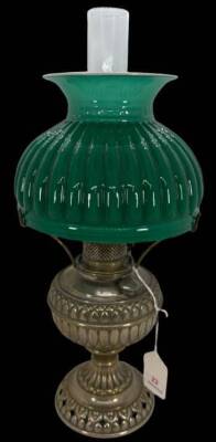 Jr. Rochester Brass Oil Lamp with Green Shade