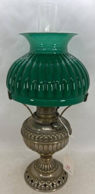 Jr. Rochester Brass Oil Lamp with Green Shade - 2