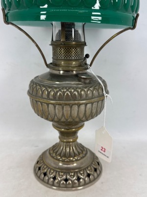 Jr. Rochester Brass Oil Lamp with Green Shade - 3