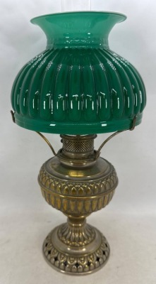 Jr. Rochester Brass Oil Lamp with Green Shade - 5