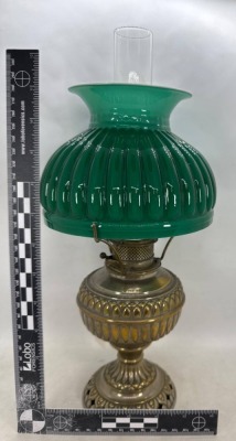 Jr. Rochester Brass Oil Lamp with Green Shade - 6