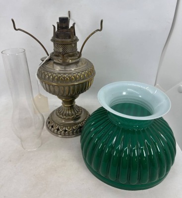 Jr. Rochester Brass Oil Lamp with Green Shade - 8