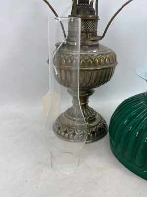 Jr. Rochester Brass Oil Lamp with Green Shade - 10
