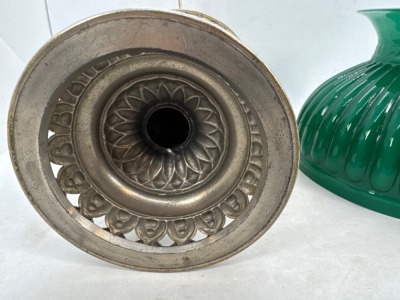 Jr. Rochester Brass Oil Lamp with Green Shade - 11