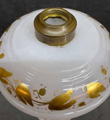 Opalescent Glass Kerosene Stand Lamp Base with Dolphins - 5