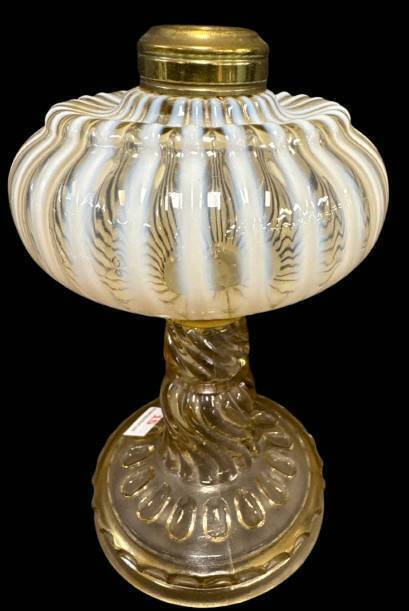 Stripe Opalescent Kerosene Stand Lamp Base