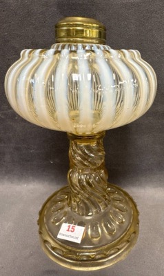 Stripe Opalescent Kerosene Stand Lamp Base - 2