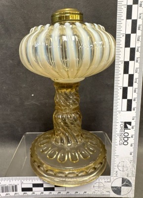 Stripe Opalescent Kerosene Stand Lamp Base - 4