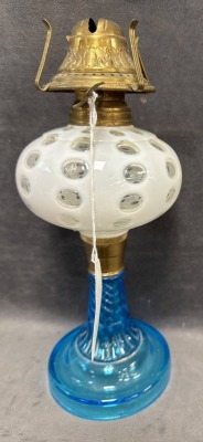 Fenton White Opalescent Coin Dot Oil Lamp - 3