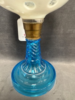 Fenton White Opalescent Coin Dot Oil Lamp - 8