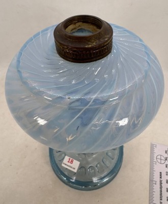 Blue Opalescent Banbury Glass Kerosene Lamp - 6