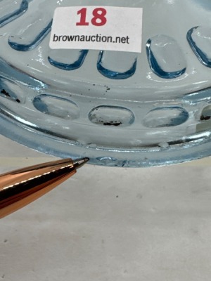 Blue Opalescent Banbury Glass Kerosene Lamp - 8