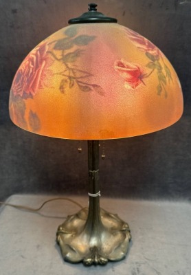 Reverse-Painted Glass Table Lamp "&ldquo; Tiffany-Style Base - 2