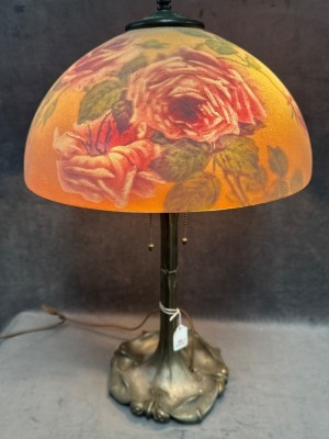 Reverse-Painted Glass Table Lamp "&ldquo; Tiffany-Style Base - 6