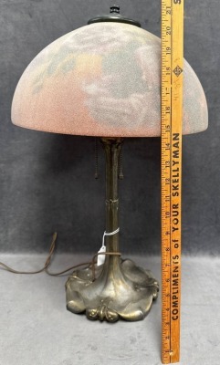 Reverse-Painted Glass Table Lamp "&ldquo; Tiffany-Style Base - 8