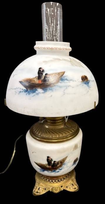 Mt. Washington Reverse Painted Maritime Lamp