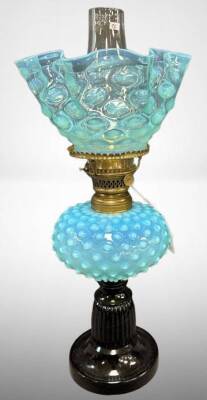 Blue Glass Kerosene Table Lamp