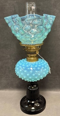 Blue Glass Kerosene Table Lamp - 2