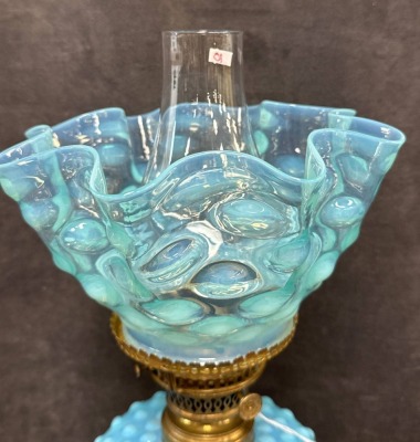 Blue Glass Kerosene Table Lamp - 3