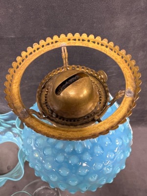 Blue Glass Kerosene Table Lamp - 9
