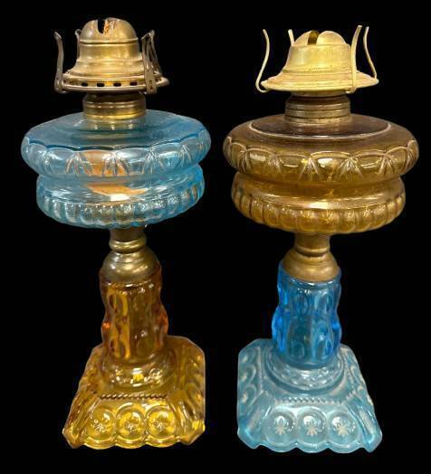 Adams Glass Co. Moon and Star Oil Lamps