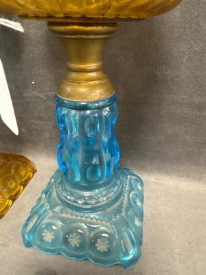 Adams Glass Co. Moon and Star Oil Lamps - 7