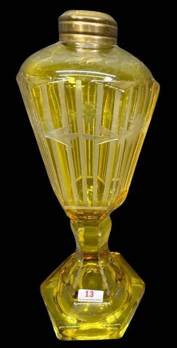 Amber Etched Glass Kerosene Lamp Base
