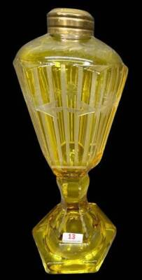 Amber Etched Glass Kerosene Lamp Base