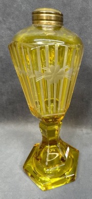 Amber Etched Glass Kerosene Lamp Base - 3