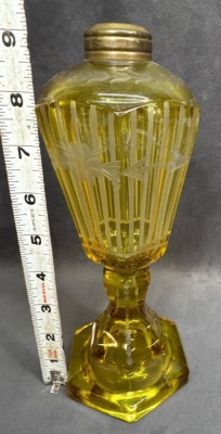 Amber Etched Glass Kerosene Lamp Base - 5