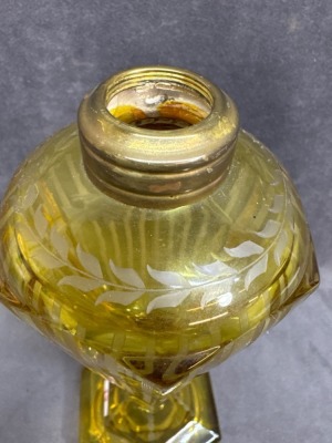Amber Etched Glass Kerosene Lamp Base - 6