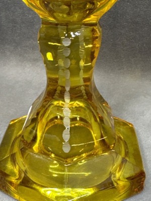 Amber Etched Glass Kerosene Lamp Base - 7