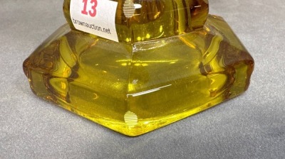 Amber Etched Glass Kerosene Lamp Base - 8