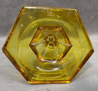 Amber Etched Glass Kerosene Lamp Base - 9