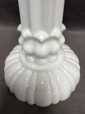 Milk Glass Kerosene Lamp With Clear Font - 7