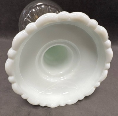 Milk Glass Kerosene Lamp With Clear Font - 8