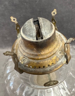 Milk Glass Kerosene Lamp With Clear Font - 10