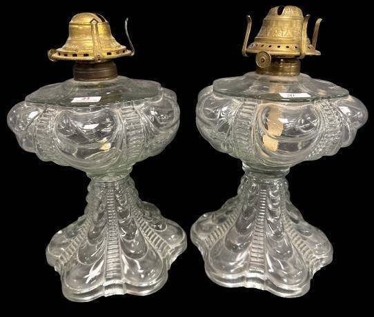Two Coolidge Drape Kerosene Lamps