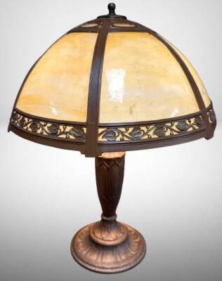 Rainaud Lamp with Bent Slag Glass Shade