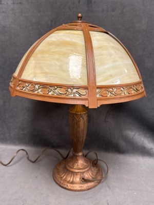 Rainaud Lamp with Bent Slag Glass Shade - 5
