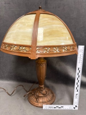Rainaud Lamp with Bent Slag Glass Shade - 6