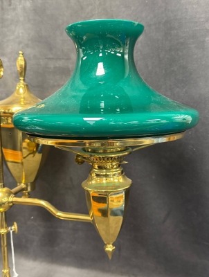 Brass Double Student Lamp with Green Shades - 3
