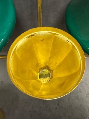 Brass Double Student Lamp with Green Shades - 7
