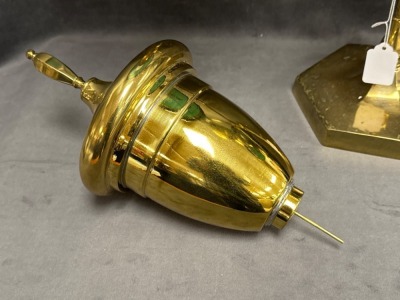 Brass Double Student Lamp with Green Shades - 8