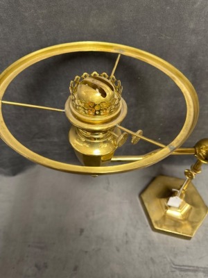 Brass Double Student Lamp with Green Shades - 13