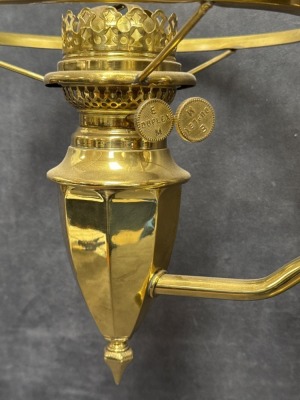 Brass Double Student Lamp with Green Shades - 14
