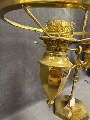 Brass Double Student Lamp with Green Shades - 15