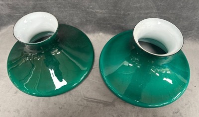 Brass Double Student Lamp with Green Shades - 16