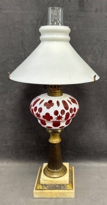 Cut-to-Clear Glass Oil Lamp with Brass Base - 2